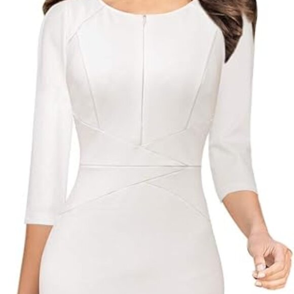 Wedding Dress Business Woman Office Formal Cross Bodycon Stretch XL 14 16 18 - Picture 9 of 15